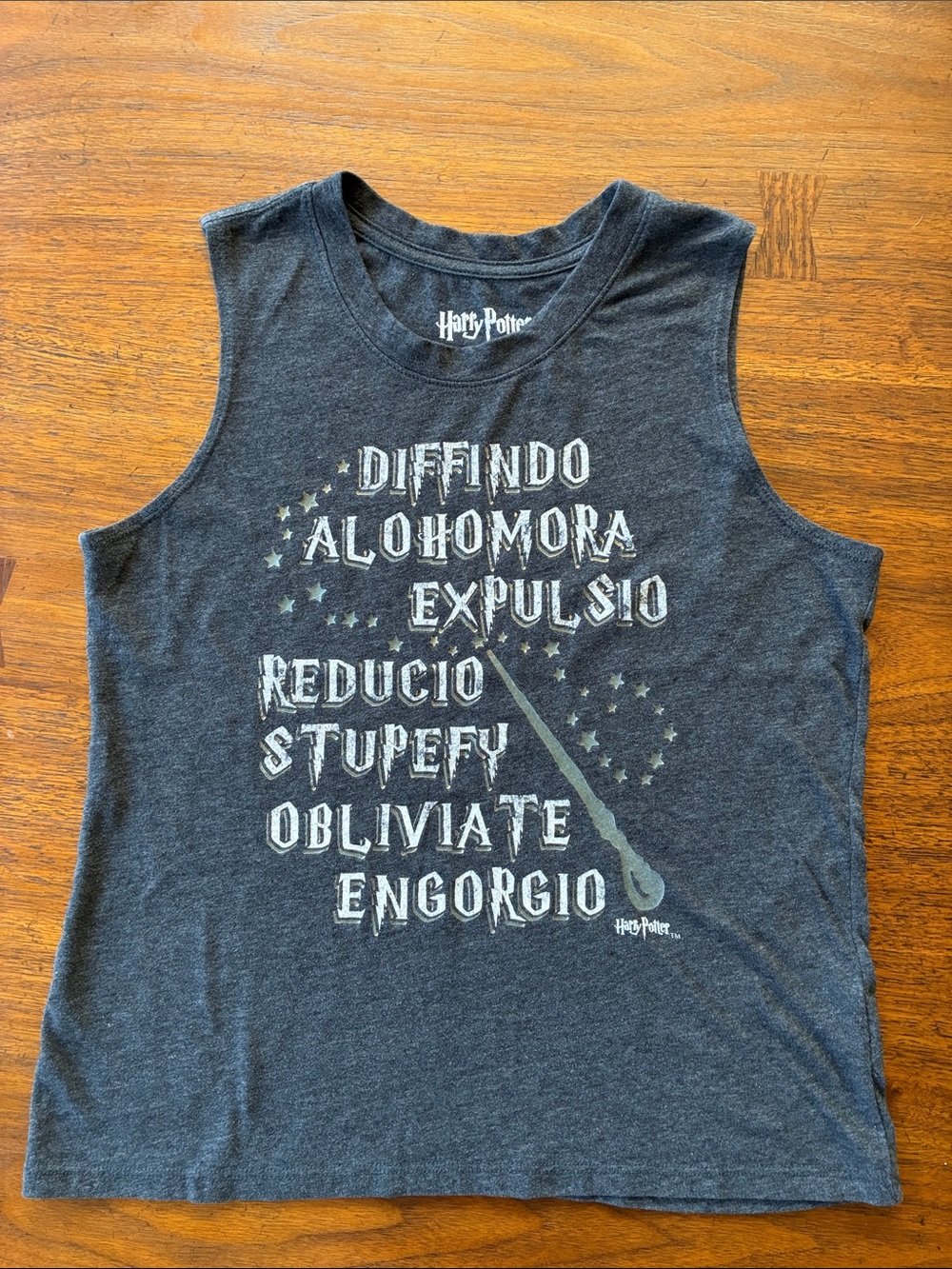 Harry Potter Spells Tank Top Size Medium Juniors Gray